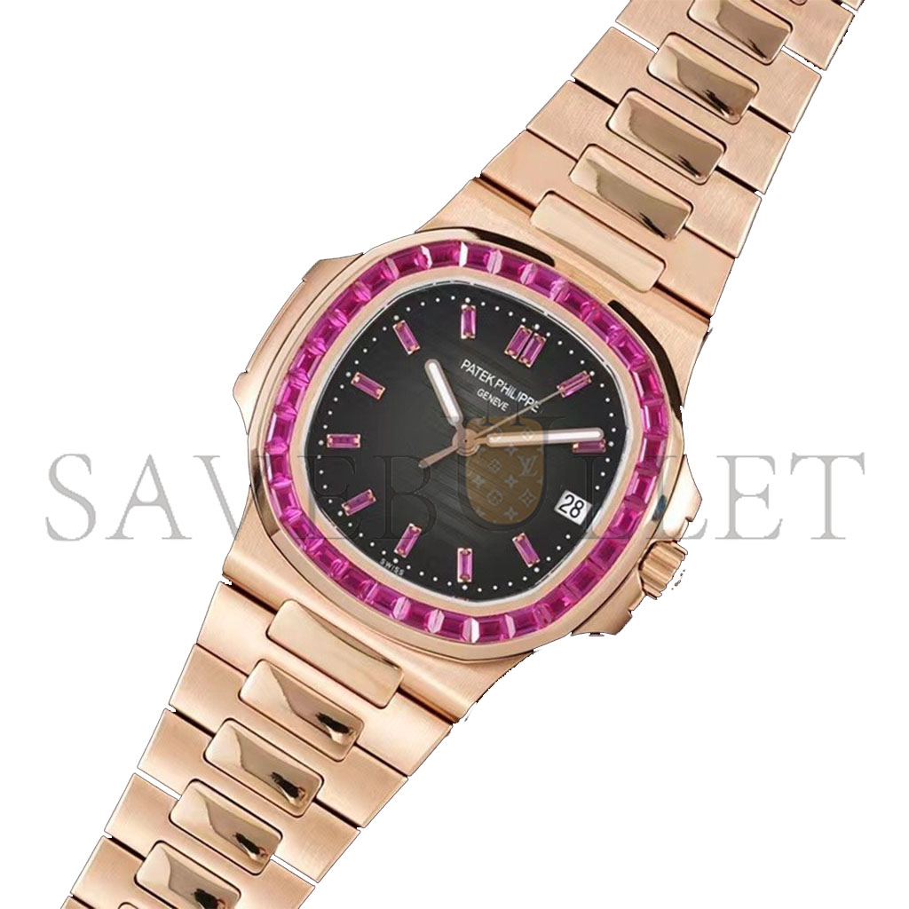 PATEK PHILIPPE ROSE GOLD BLACK DIAL ICED OUT 40MM WATCH 5711/1A-018